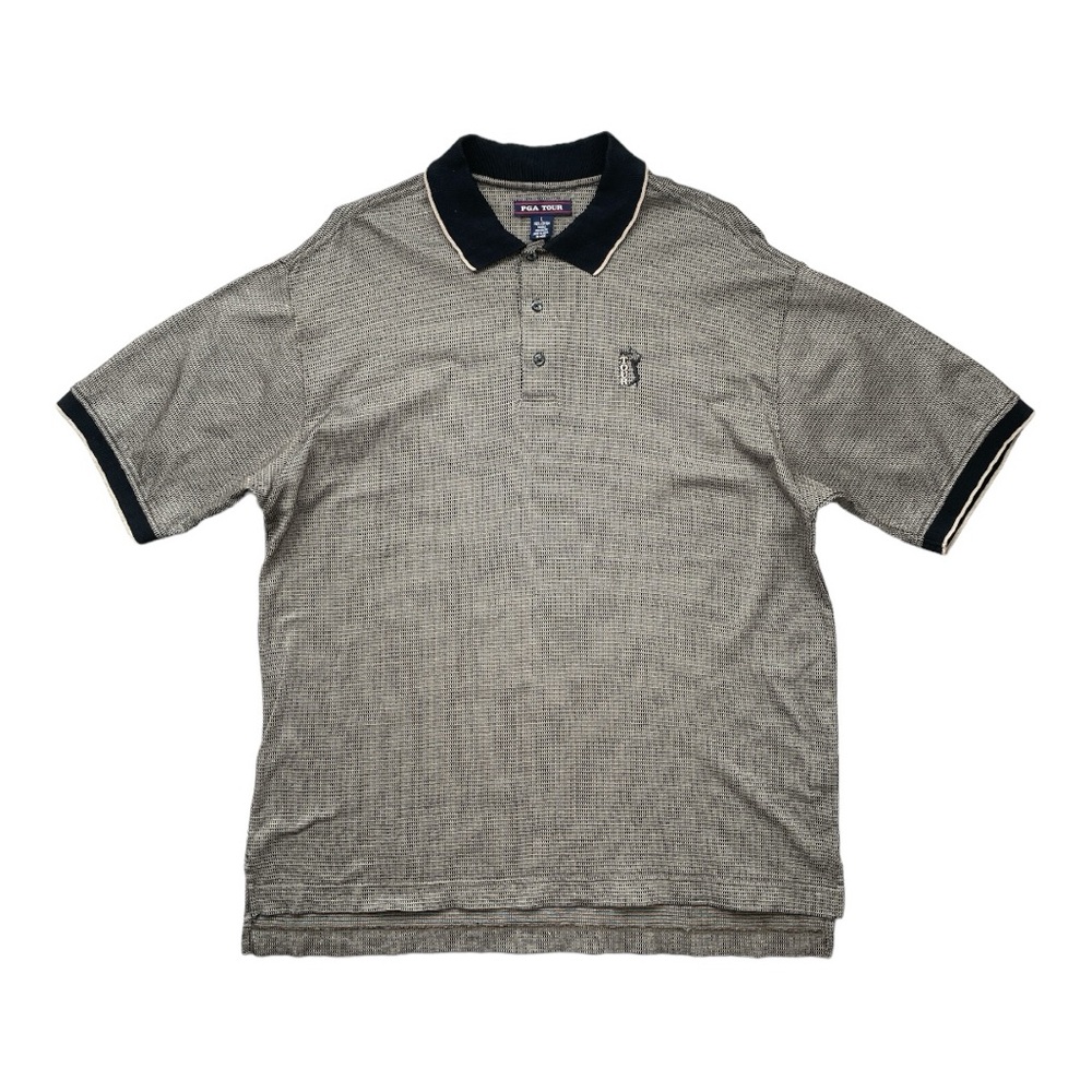 PGA Tour Polo, Black and Brown Pattern, Size Large